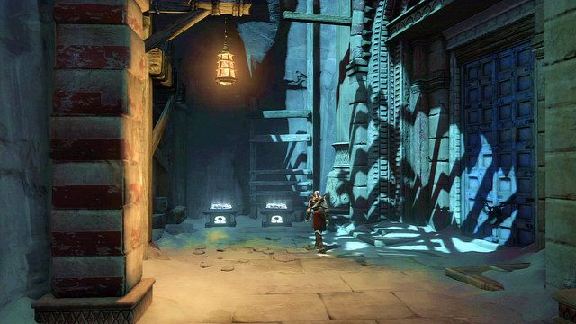 Idąc dalej natkniesz się na dwie białe skrzynie stojące na lewo od wielkiej bramy - Początek wioski (1) - God of War: Ascension - poradnik do gry