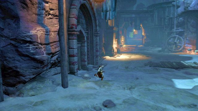 Na tych skrzyniach zakończysz przeszukiwanie okolicy i udasz się od wejścia do wioski drogą po lewej - Początek wioski (1) - God of War: Ascension - poradnik do gry