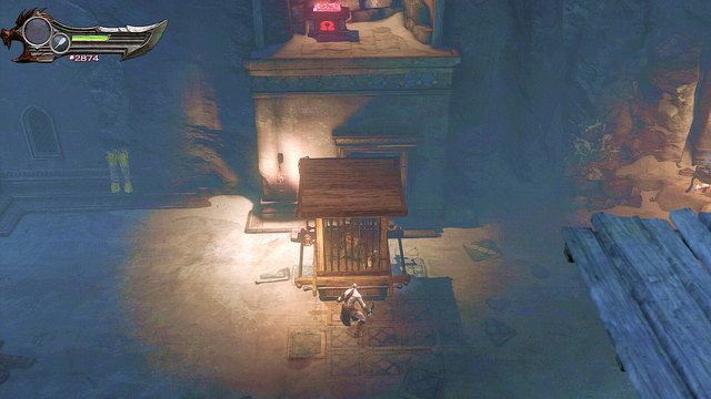 Przesuń teraz lektykę do miejsca ostatniego starcia - Początek wioski (2) - God of War: Ascension - poradnik do gry