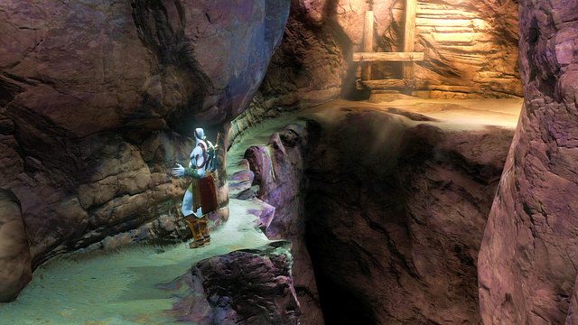 Po krótkich oględzinach zablokowanych wrót udaj się drogą w prawo - Ogień Aresa i młyńskie koło - God of War: Ascension - poradnik do gry