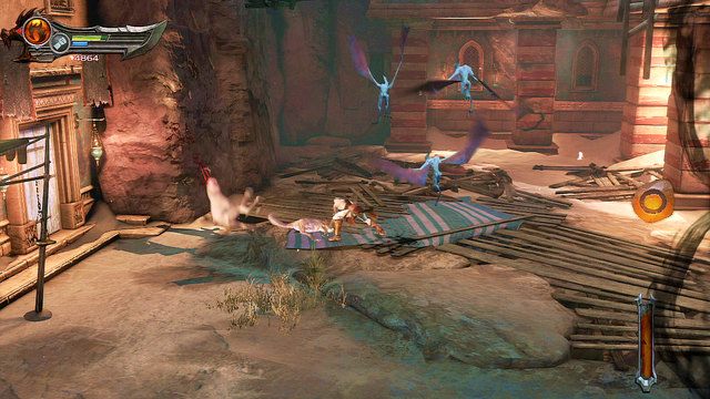 Dalsza droga biegnie przed chatą w lewo - Zerwany most, zagadka z walcem i Meduza - God of War: Ascension - poradnik do gry