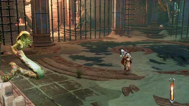 Meduza odporna jest na podbicie i najlepiej walczyć z nią podobnie jak z cyklopem oraz słoniem - Zerwany most, zagadka z walcem i Meduza - God of War: Ascension - poradnik do gry