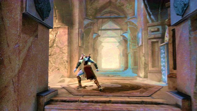 Kawałek dalej natrafisz na grupkę pasożytów i korytarz prowadzący w lewo - Zerwany most, zagadka z walcem i Meduza - God of War: Ascension - poradnik do gry