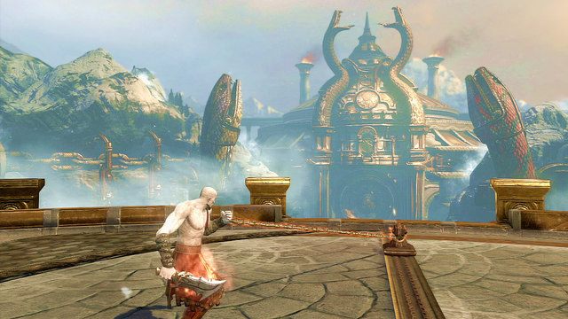 Po pokonaniu chimery podejdź na skraj wieży i przeciągnij znajdującą się tam dźwignię - Czerwony wąż | God of War Wstąpienie - God of War: Ascension - poradnik do gry