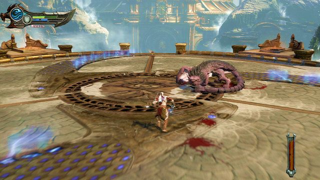 Okaleczona bestia nie wzniesie się już w powietrze i nadal pozostanie dość bierna - Walka z Mantikorą | God of War Wstąpienie - God of War: Ascension - poradnik do gry