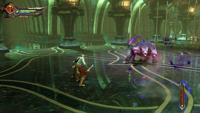 Zaatakuje cię tutaj cerber wspierany przez mniejsze demoniczne psy - Walka z Cerberem | God of War Wstąpienie - God of War: Ascension - poradnik do gry