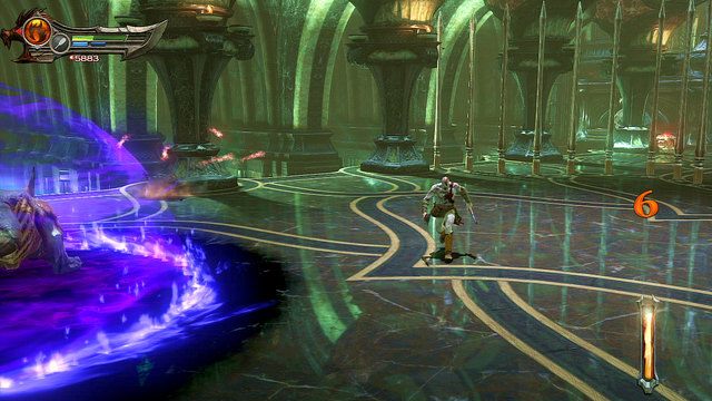 Podczas walki cerber będzie otaczał się fioletową kopułą - Walka z Cerberem | God of War Wstąpienie - God of War: Ascension - poradnik do gry