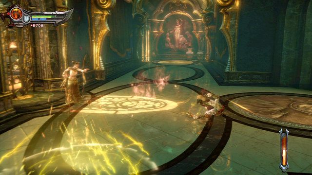 Zaatakuje cię w nim wiedźma ciskająca piorunami - Zagadki z posągami i droga do katakumb | God of War Wstąpienie - God of War: Ascension - poradnik do gry