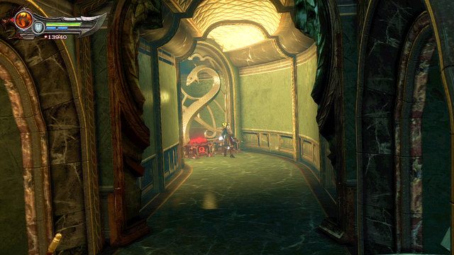 Przejdź przez zielony obłok i gdy przeniesiesz się do zardzewiałej rzeczywistości wróć do salki z dźwignią i zniszcz znajdujące się w niej drzwi - Biała klepsydra | God of War Wstąpienie - God of War: Ascension - poradnik do gry