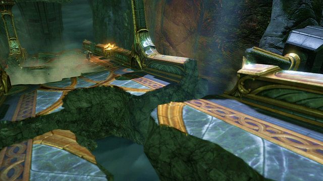 Trzymając się prawej strony biegnij cały czas za Kastorem przeskakując nad szczelinami - 12 - Komnata Wyroczni (1) | Opis przejścia | God of War Wstąpienie - God of War: Ascension - poradnik do gry