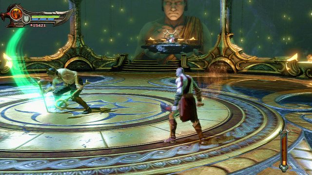 Na początku będziesz walczył z mało agresywnym Kastorem atakującym pociskami dystansowymi i kombosami krótkiego zasięgu - 12 - Komnata Wyroczni (1) | Opis przejścia | God of War Wstąpienie - God of War: Ascension - poradnik do gry