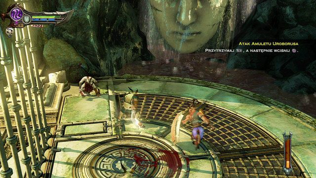 Na atakujących cię kozłoludach przetestuj działanie amuletu - 13 - Przejście do Delf | Opis przejścia | God of War Wstąpienie - God of War: Ascension - poradnik do gry