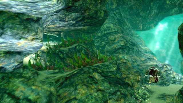 Zanurkuj i skieruj się w prawo zamiast udać się wzdłuż czerwonej poświaty na dnie - 15 - Grota | Opis przejścia | God of War Wstąpienie - God of War: Ascension - poradnik do gry