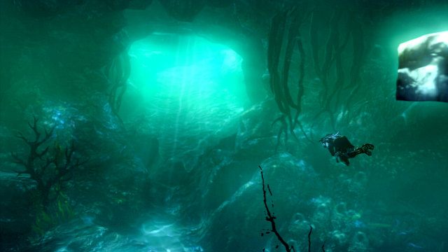 Płynąc cały czas w prawo i przed siebie przepłyniesz przez kolejną dziurę w murze i chwilę później wypłyniesz na powierzchnię - 15 - Grota | Opis przejścia | God of War Wstąpienie - God of War: Ascension - poradnik do gry