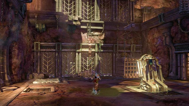 Znajdujesz się w sali tortu z wiszącym na ścianie męczennikiem, kwadratową zapadnią i więźniem zamkniętym w metalowym urządzeniu - 17 - Komnata Męczennika | Opis przejścia | God of War Wstąpienie - God of War: Ascension - poradnik do gry