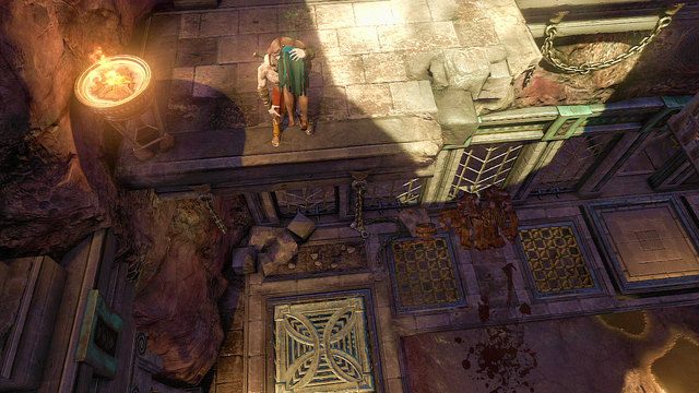 Tym razem wejdź do windy ze zwłokami, które na początku uwolniłeś z metalowego urządzenia tortur - 17 - Komnata Męczennika | Opis przejścia | God of War Wstąpienie - God of War: Ascension - poradnik do gry