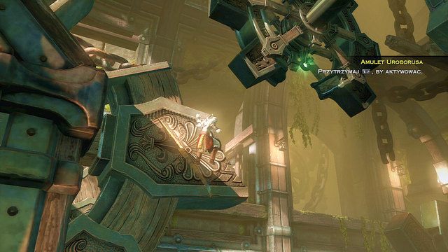 Użyj amuletu do przeprowadzenia rozkładu na olbrzymim łańcuchu - Wnętrze posągu | God of War Wstąpienie - God of War: Ascension - poradnik do gry