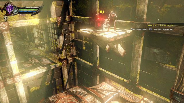 Następnie ostrożnie przeskocz na mniejsze koła zębate - Zniszczona głowa | God of War Wstąpienie - God of War: Ascension - poradnik do gry