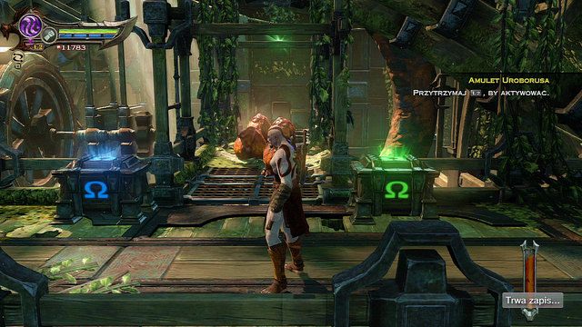 Przejdź obok zielonej oraz niebieskiej skrzyni i rozbijając wylęgarnie cały czas kieruj się w lewo aż dojdziesz do dwóch czerwonych skrzyń - Centaury i noga Apollona | God of War Wstąpienie - God of War: Ascension - poradnik do gry