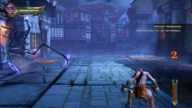Gdy uliczka, na której walczysz się poszerzy Furia zacznie częściej atakować swoimi pajęczymi odnóżami i stosować dłuższe komba - 20 - Rękawica Apollona | Opis przejścia | God of War Wstąpienie - God of War: Ascension - poradnik do gry