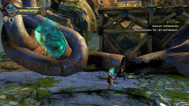 Gdy skończysz starcie uzupełnij manę i życie korzystając ze skrzyń i podejdź do leżącego na ziemi olbrzymiego łańcucha - 21 - Przedramię Apollona (2) | Opis przejścia | God of War Wstąpienie - God of War: Ascension - poradnik do gry