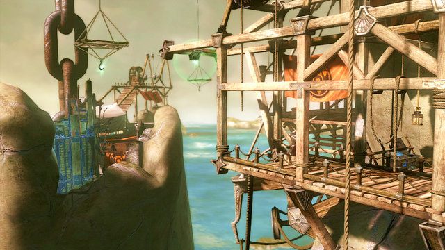 Przejdź się teraz w prawo by otworzyć czerwoną skrzynię, a następnie udaj się w lewo na skraj rusztowania - 22 - Żebra Apollona | Opis przejścia | God of War Wstąpienie - God of War: Ascension - poradnik do gry