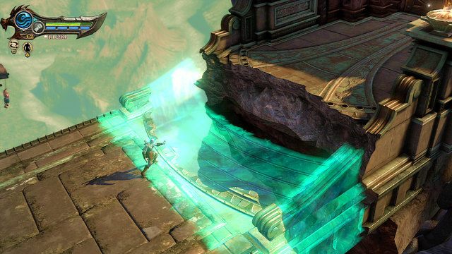 Po walce podejdź kawałek w prawo do przepaści i użyj amuletu do zregenerowania schodów - 29 - Cytadela Furii | Opis przejścia | God of War Wstąpienie - God of War: Ascension - poradnik do gry