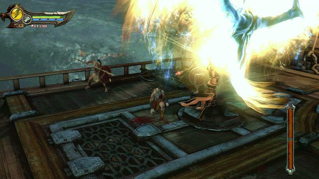 Pierwszy etap walki rozgrywał się będzie na zniszczonym statku - 30 - Komnata Alekto | Opis przejścia | God of War Wstąpienie - God of War: Ascension - poradnik do gry