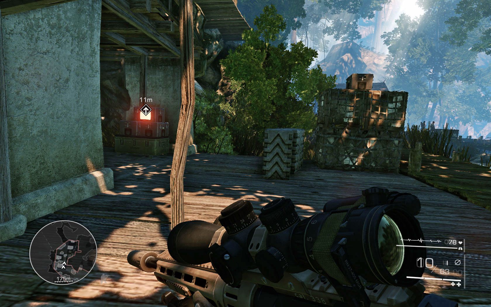 Ostrożnie rusz dalej, wdrapując się na pomost - Podłóż C4 | Akt 1 - Zanik łączności | Sniper Ghost Warrior 2 - Sniper: Ghost Warrior 2 - poradnik do gry