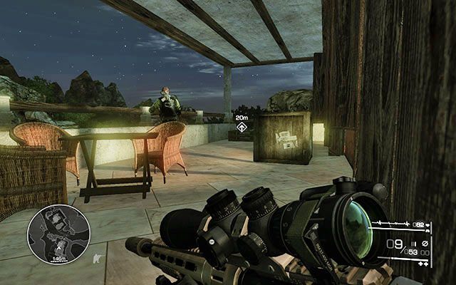 Śmiało i bez obaw rusz w stronę drugiego budynku, gdzie udaj się po schodach na górę - Przejdź przez jaskinię na południową stronę kurortu | Akt 1 - Znikąd - Sniper: Ghost Warrior 2 - poradnik do gry