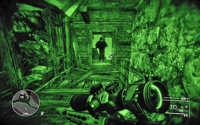 Po oczyszczeniu obszaru zeskocz piętro niżej i udaj się po schodach na dół, krocząc dalej wyznaczoną ścieżką - Zlikwiduj nieprzyjaciół na drodze | Akt 1 - Znikąd | Sniper Ghost Warrior 2 - Sniper: Ghost Warrior 2 - poradnik do gry