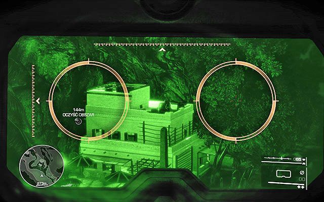 W pierwszej kolejności zajmij się spacerującym po tarasie budynku snajperze [190m] - Zlikwiduj nieprzyjaciół na drodze | Akt 1 - Znikąd | Sniper Ghost Warrior 2 - Sniper: Ghost Warrior 2 - poradnik do gry