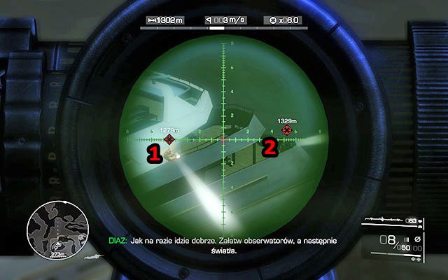 Kolejne dwa cele znajdują się na jachcie - wpierw pozbądź się obserwatorów, a następnie zlikwiduj reflektory - Niezauważenie zlikwiduj wrogów na jachcie | Akt 1 - Znikąd - Sniper: Ghost Warrior 2 - poradnik do gry