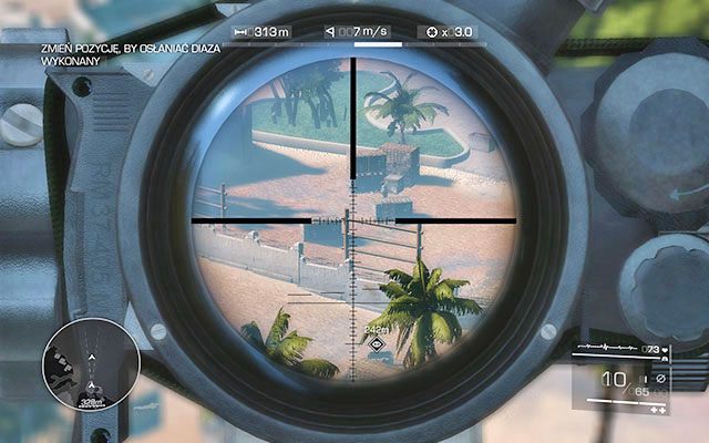 Kiedy Twój towarzysz wyjdzie z budynku czym prędzej wstań i pędź do drugiego punktu obserwacyjnego, skąd będziesz mógł kontynuować eliminację nieprzyjaciela - Osłaniaj Diaza | Akt 1 - Wszyscy muszą wrócić | Sniper Ghost Warrior 2 - Sniper: Ghost Warrior 2 - poradnik do gry