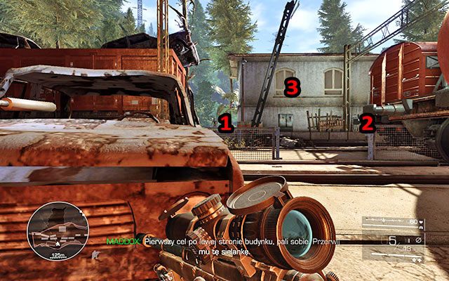 Wyjdź na zewnątrz i zatrzymaj się tuż przy wraku pojazdu - Idź za Maddoksem | Akt 2 - Operacja Archanioł | Sniper Ghost Warrior 2 - Sniper: Ghost Warrior 2 - poradnik do gry