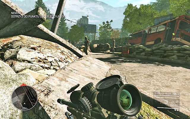 Kolejnych czterech żołnierzy możesz zlikwidować na kilka sposobów - Dotrzyj do hotelu; Zlikwiduj Carla Maddoksa | Akt 2 - Duchy Sarajewa - Sniper: Ghost Warrior 2 - poradnik do gry