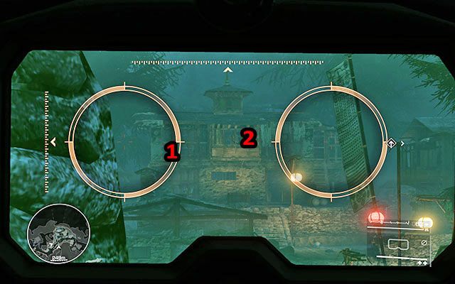 Drugim w kolejności jest wróg spacerujący po balkonie po lewej stronie (na niższym piętrze) - Niezauważenie przejdź przez wioskę | Akt 3 - Nóż w ciemności - Sniper: Ghost Warrior 2 - poradnik do gry