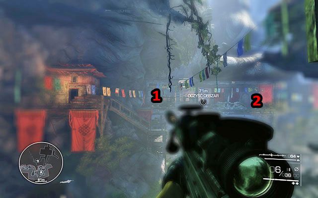 Wbiegnij po schodach na punkt obserwacyjny, skąd będziesz musiał załatwić siedmiu przeciwników - Dojdź do punktu obserwacyjnego i zlikwiduj nieprzyjaciół | Akt 3 - Spalone mosty - Sniper: Ghost Warrior 2 - poradnik do gry