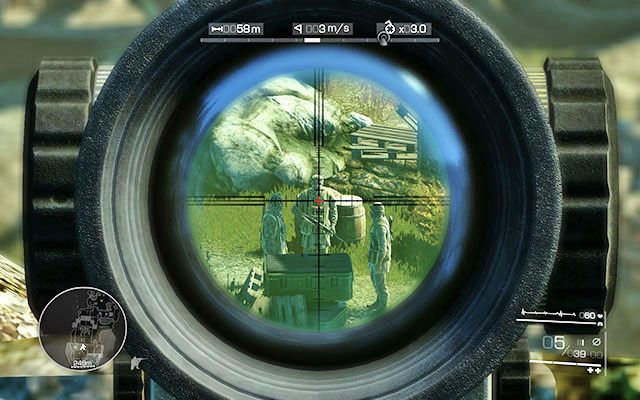 Na koniec pozostanie Ci trójka przeciwników - najlepszym sposobem jest celny strzał w granat, który nosi jeden z nieprzyjaciół [60m] - Zlikwiduj nieprzyjaciół w świątyni | Akt 3 - Zła karma | Sniper Ghost Warrior 2 - Sniper: Ghost Warrior 2 - poradnik do gry