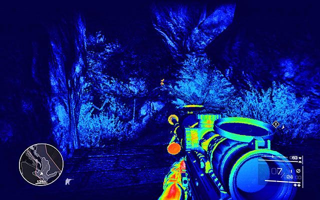 Po przejściu przez tunel Diaz zajmie się jednym ze strażników, zaś chwilę po tym zdarzeniu przejedzie ciężarówka - nie daj się wykryć - Idź za Diazem i likwiduj wskazane cele #2 | Akt 3 - Zła karma - Sniper: Ghost Warrior 2 - poradnik do gry