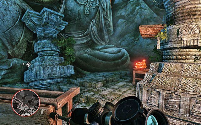 Na ławeczce przy posążku po prawej stronie - miejsce to będziesz mijał zaraz po przerywniku filmowy, w którym Maddoks prawie Cię dopadnie - Akt 3 - Żadnych niezałatwionych spraw | SEKRETY | Sniper Ghost Warrior 2 - Sniper: Ghost Warrior 2 - poradnik do gry