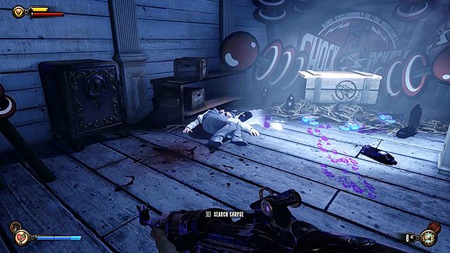 W pomieszczeniu konserwacyjnym nie znajdziesz niestety elektrycznego dżokeja, ale będziesz mógł w nim uzupełnić zapas soli oraz włamać się do sejfu, który wymaga użycia 5 wytrychów - Weź Elektrycznego Dżokeja od Slatea | Rozdział 11 - Sklep z Pamiątkami w Sali Bohaterów - BioShock: Infinite - poradnik do gry