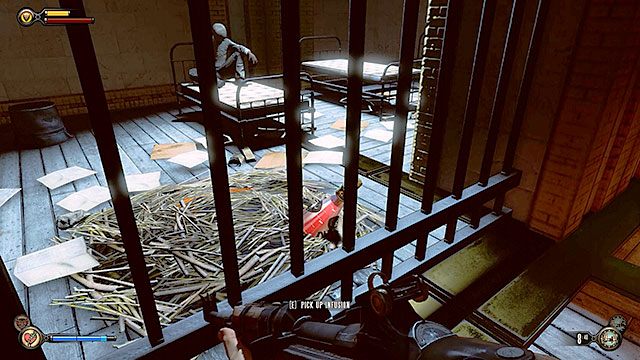 Po oczyszczeniu terenu, zejdź na niższą platformę i schodami udaj się do pomieszczenia na parterze - Uratuj Elizabeth | Rozdział 15 - Pomost Fortu Franklin | BioShock Infinite - BioShock: Infinite - poradnik do gry