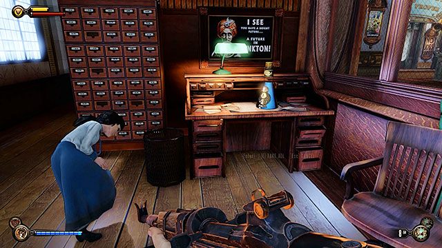 Tuż obok znajduje się zamknięte pomieszczenie - Znajdź drogę do Finkton | Rozdział 16 - Centrum Wcielania Pracowników / Finkton Właściwe - BioShock: Infinite - poradnik do gry