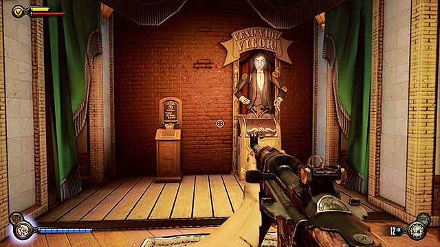 Za toaletami, na końcu korytarza ustawiony jest automat Veni - Idź do klubu Dobre Czasy i uratuj Chen Lina | Rozdział 18 - Klub Dobre Czasy - BioShock: Infinite - poradnik do gry