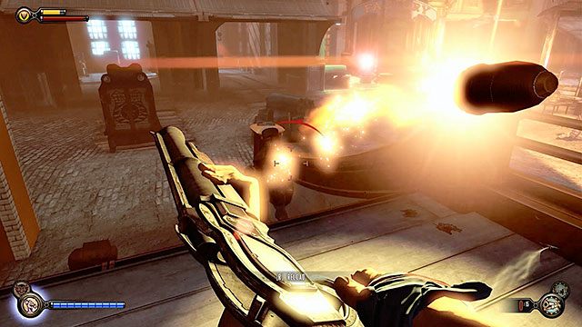 Tym razem na placu spotkasz się ze sporym oporem ze strony policji - Wróć do warsztatu rusznikarza | Rozdział 19 - Powrót na Plac Żarliwości - BioShock: Infinite - poradnik do gry