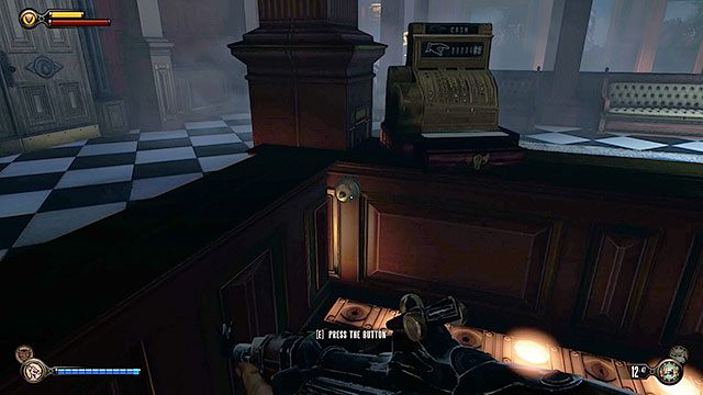 Wróć do baru Słona Ostryga, który znajduje się w jednej z początkowych sali stacji - Zadanie opcjonalne - Sprawdź bar | Rozdział 29 - Port Dostatku - BioShock: Infinite - poradnik do gry