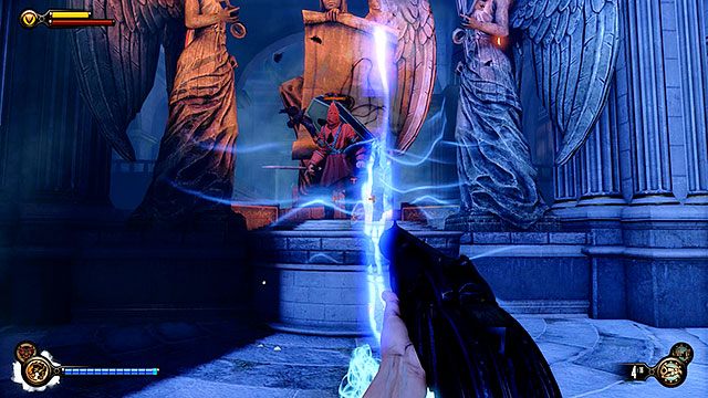 Kiedy podejdziesz do wyrwy w skarbcu, tuż za nią pojawi się czerwony Kruk - Znajdź następną wyrwę | Rozdział 31 - Ogrody Pamięci | BioShock Infinite - BioShock: Infinite - poradnik do gry