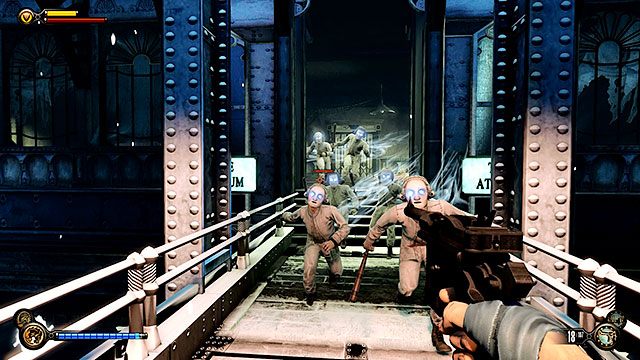 W atrium, po wyjściu z windy spotkasz następnych franklinów i Chłopca Ciszy - Idź do biura dyrektora | Rozdział 33 - Atrium | BioShock Infinite - BioShock: Infinite - poradnik do gry