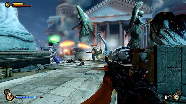 Po wyjściu z domu Comstocka przeszukaj dokładnie pomieszczenie, w którym się znajdujesz i poproś Elizabeth o wyłamanie zamka w drzwiach prowadzących na dach - Wejdź na pokład sterowca Comstocka | Rozdział 36 - Dłoń Proroka - BioShock: Infinite - poradnik do gry